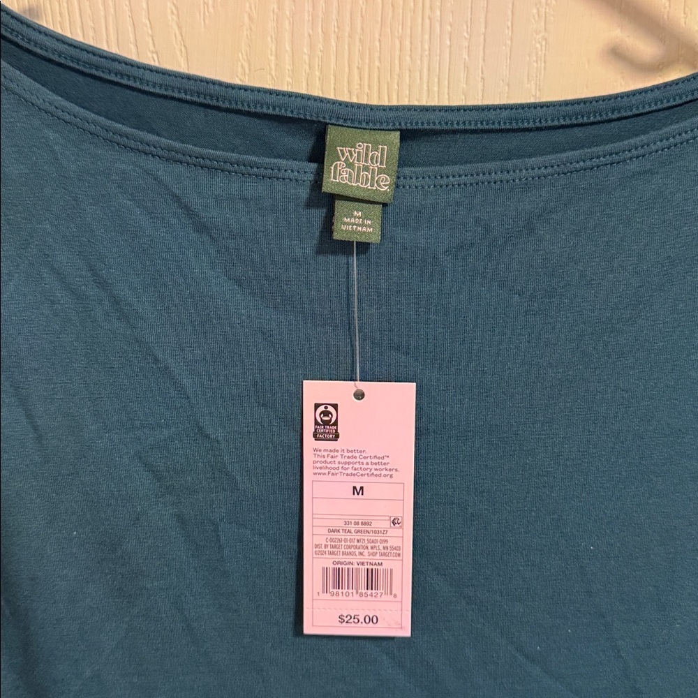 NWT  Wild Fable Medium teal‎ green sheath dress scoop neck long sleeves soft - Picture 6 of 9